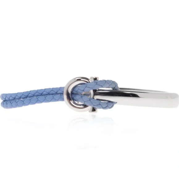 Salvatore Ferragamo Blue and Silver Men's Bracelet with engraved logo brand new